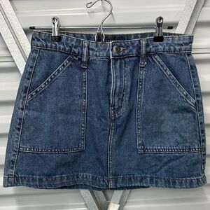 High-Rise Denim Mini Skirt with Pockets